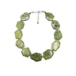 JAY KING Green Russian Serpentine Necklace Snake Jasper Chunky Oversized Stones